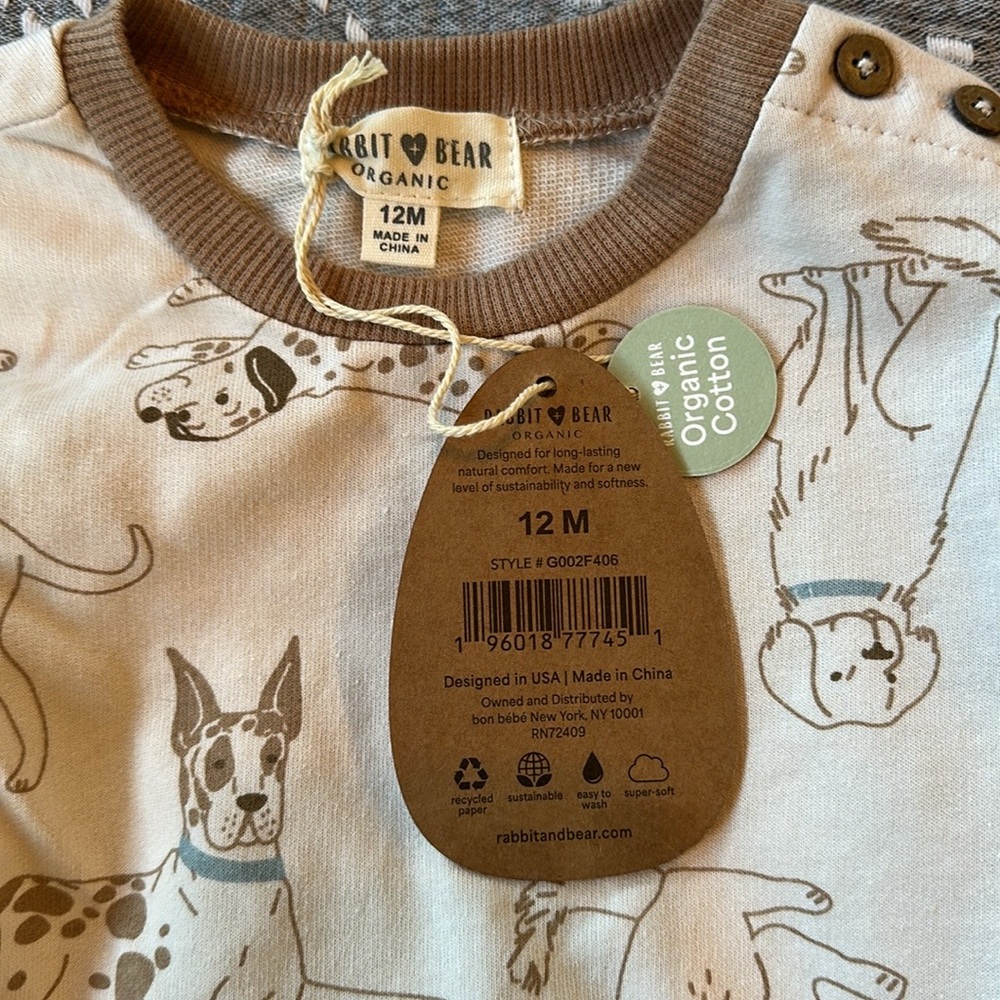 NWT Rabbit + Bear Organic Matching Set, 12m - Picture 3 of 5